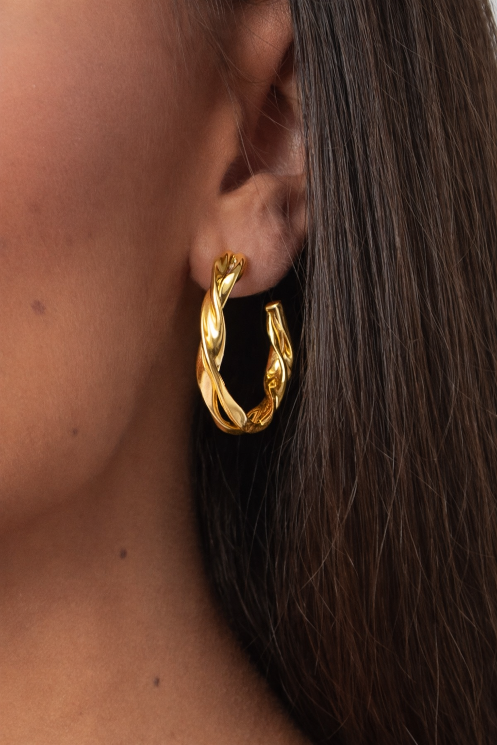 Golden Twist Hoops Earrings