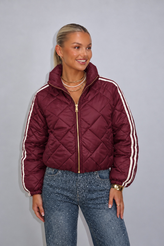 Noa Stripe Bomber Bordeaux
