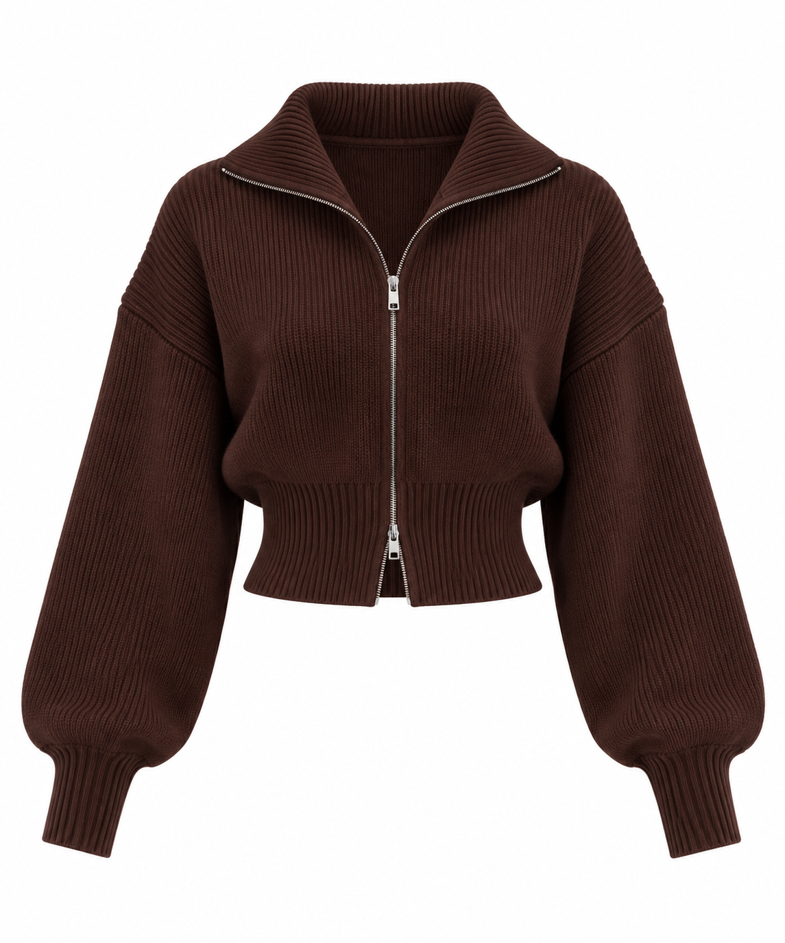 Livia Zip Cardigan Brown