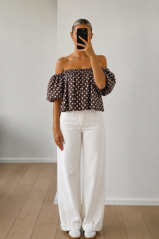 Coco Dot Off-shoulder Top