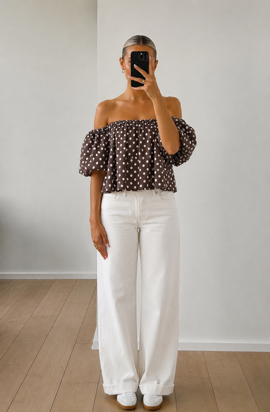Coco Dot Off-shoulder Top