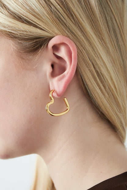 Golden Open Heart Clip Earrings