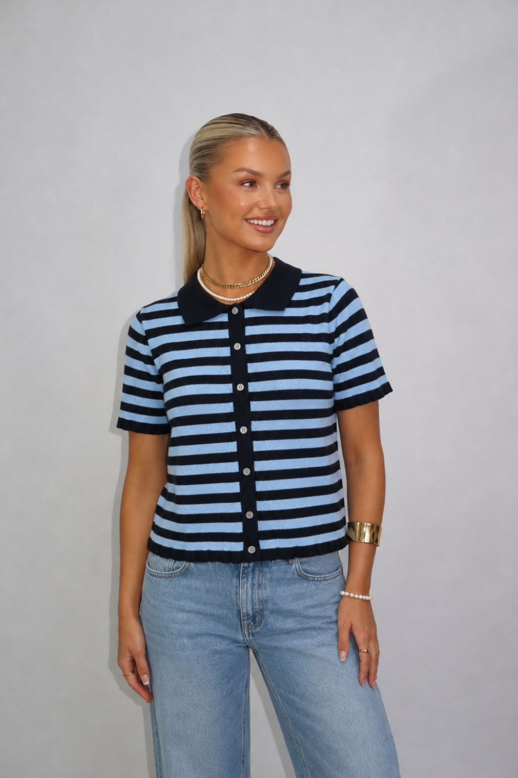 Sofia Stripe Cardigan navy