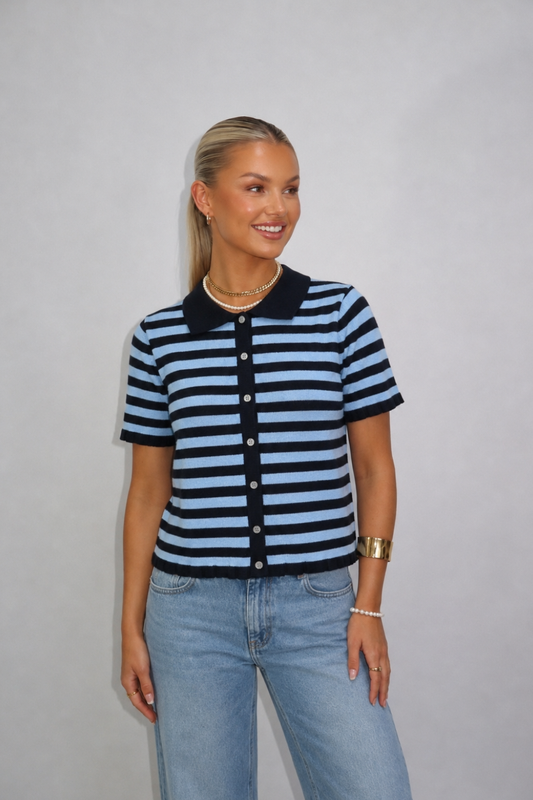 Sofia Stripe Cardigan navy