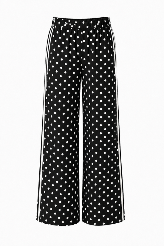 Polka Dot Black Wide Leg Broek