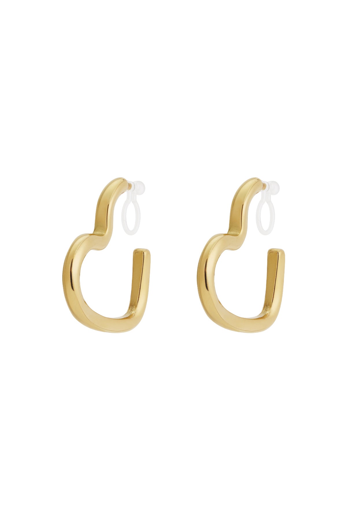Golden Open Heart Clip Earrings