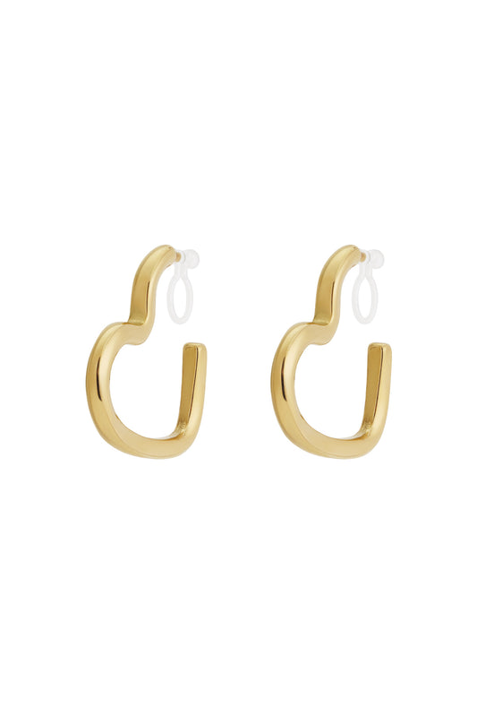 Golden Open Heart Clip Earrings