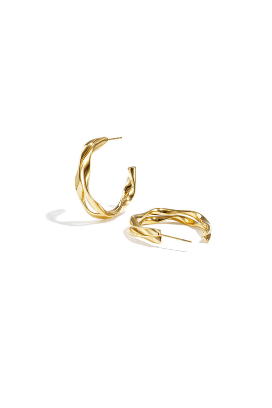 Golden Twist Hoops Earrings