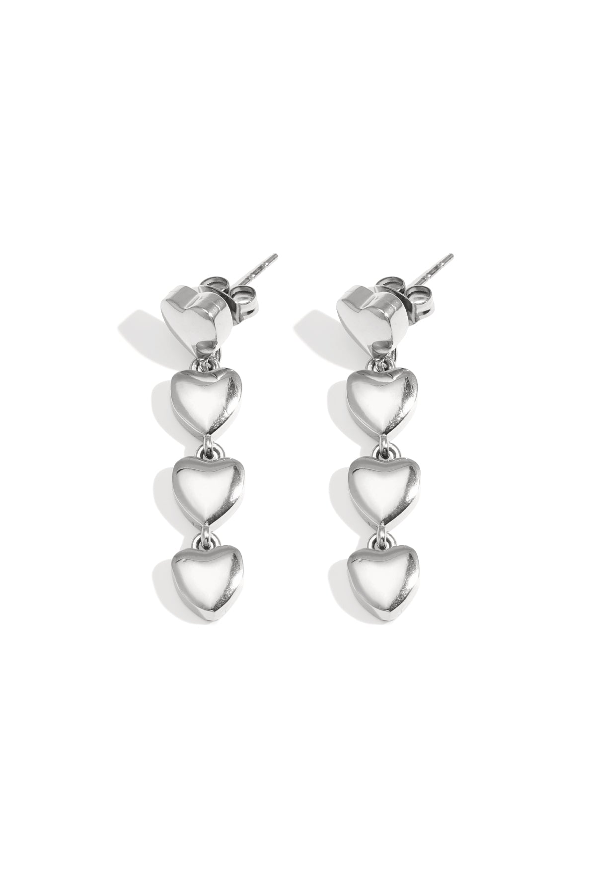 Silver Falling Hearts Earrings