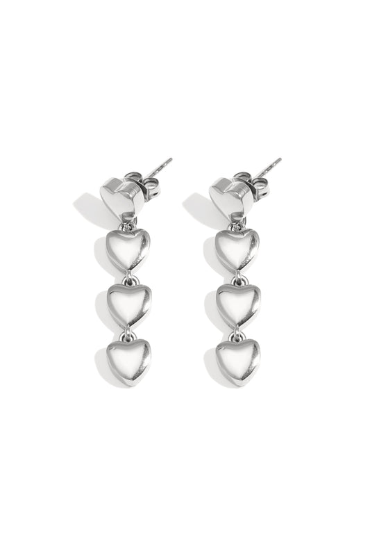 Silver Falling Hearts Earrings