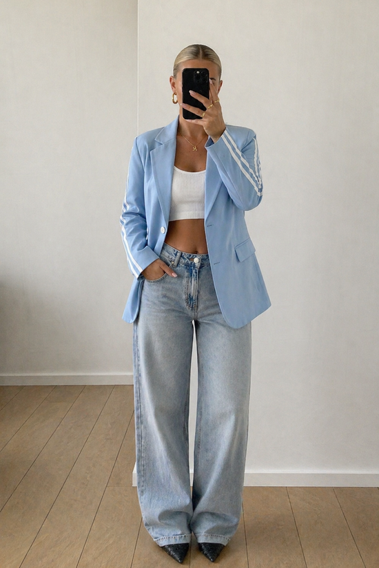 Track stripe blue blazer