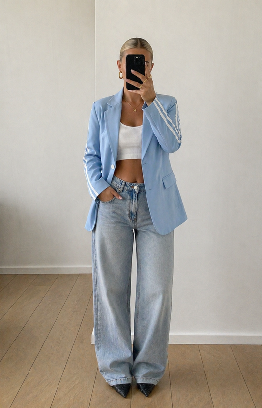 Track stripe blue blazer