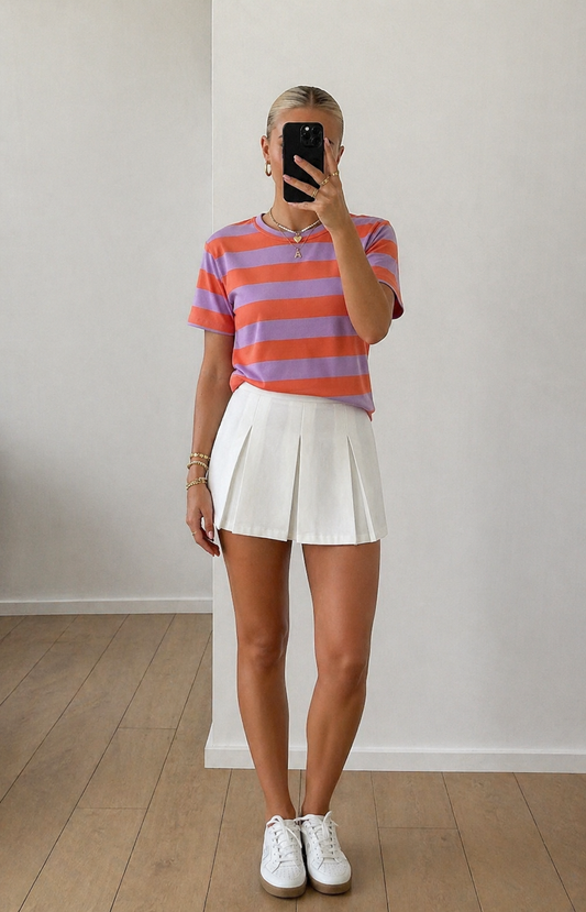 Statement stripe lila T-shirt