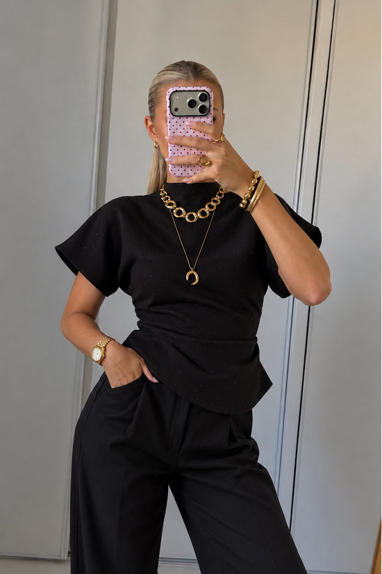 Sienna Sparkle Top Black