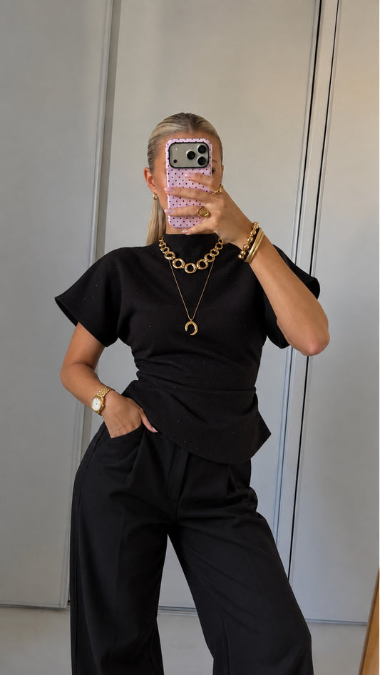 Sienna Sparkle Top Black