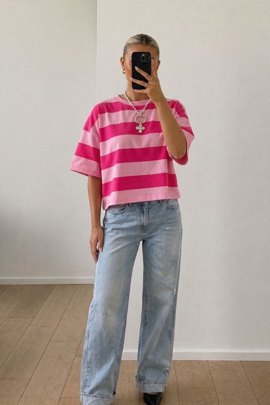 Statement Stripe Pink T-shirt