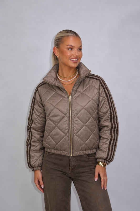Noa Stripe Bomber Taupe