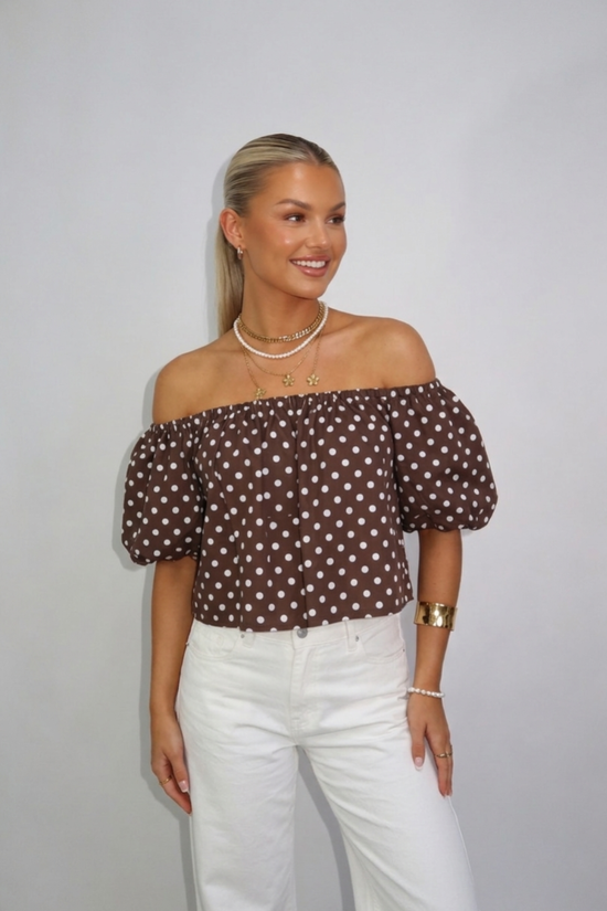 Coco Dot Off-shoulder Top