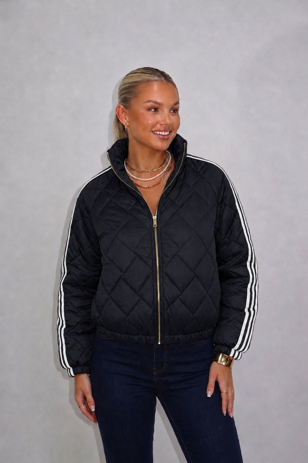 Noa Stripe Bomber Black